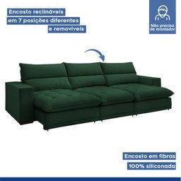 Sofá Retrátil e Reclinável 350cm Martinho Veludo - 5