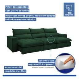 Sofá Retrátil e Reclinável 350cm Martinho Veludo - 4