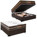 Ver imagem 1 de Cama Box Baú Casal Sintético + Colchão Molas Ensacadas Texas Prime Colchões 138cm Marrom