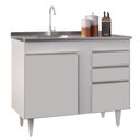 Ver imagem 2 de Armário Aéreo Indiana e Balcão Gabinete 100cm com Pia Inox Luziania Branco - Lumil