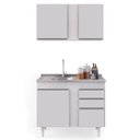 Ver imagem 4 de Armário Aéreo Indiana e Balcão Gabinete 100cm com Pia Inox Luziania Branco - Lumil