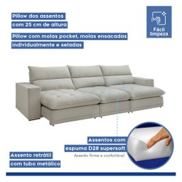 Sofá Retrátil e Reclinável 350cm Martinho Boucle - 4