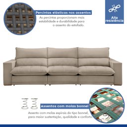 Sofá Retrátil e Reclinável 350cm Martinho Boucle - 3