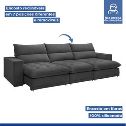 Sofá Retrátil e Reclinável 350cm Martinho Boucle - 5