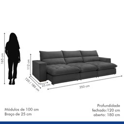 Sofá Retrátil e Reclinável 350cm Martinho Boucle - 9