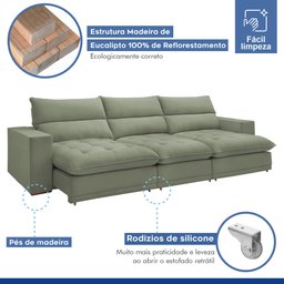 Sofá Retrátil e Reclinável 350cm Martinho Boucle - 6