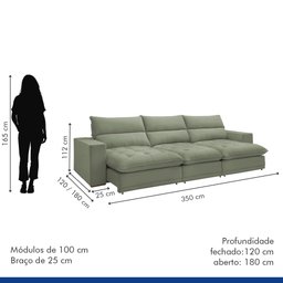 Sofá Retrátil e Reclinável 350cm Martinho Boucle - 9