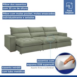 Sofá Retrátil e Reclinável 350cm Martinho Boucle - 4