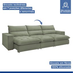 Sofá Retrátil e Reclinável 350cm Martinho Boucle - 5