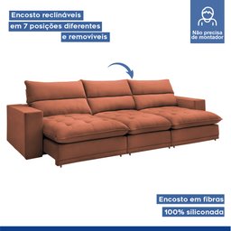 Sofá Retrátil e Reclinável 350cm Martinho Boucle - 5