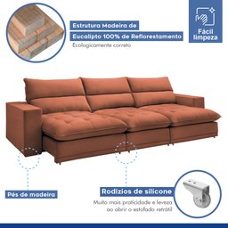 Sofá Retrátil e Reclinável 350cm Martinho Boucle - 6