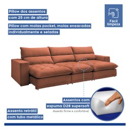 Sofá Retrátil e Reclinável 350cm Martinho Boucle - 4