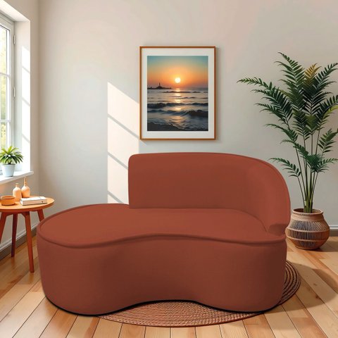 Divã Recamier Curvo Sala de Estar Recepção Marrocos 160cm Lado Esquerdo Bouclé