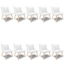 Ver imagem 1 de Kit 10 Cadeiras de Jantar Liz Corino Branco Pés Palito Natural - D’Rossi