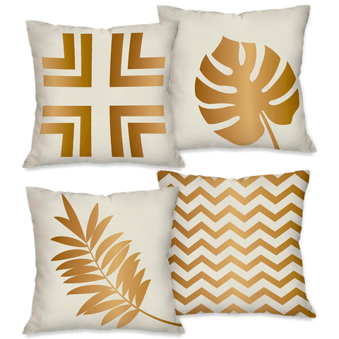 Kit com 4 Capas para Almofadas Decorativas Folhas