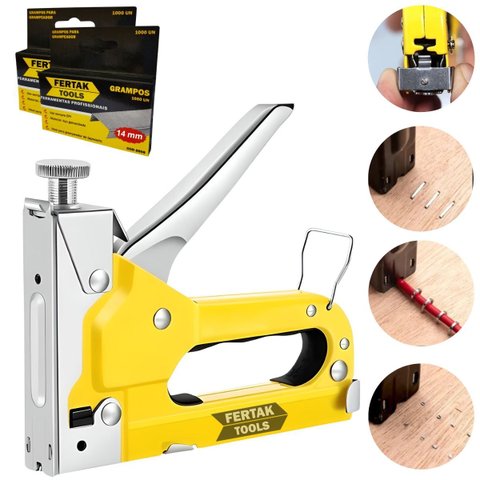Grampeador Pinador Manual Profissional 3 em 1 Pressão + 2000 Grampos 14mm