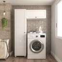 Ver imagem 1 de Conjunto 1 Armário Multiuso e 1 Armário Aéreo Pérola Branco Yescasa