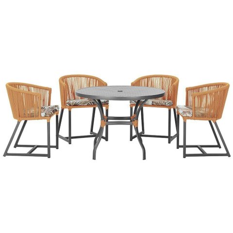 Mesa com 4 Cadeiras e Noronha Estofado 6 Trama Original Terra Cota