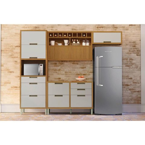 Cozinha Completa Imperatriz 4 Peças (2aéreos+1balcão+1paneleiro) C4p157 Freijo/off White - Nesher