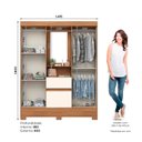 Ver imagem 3 de Guarda-roupa Solteiro 4 Portas 2 Gavetas com Penteadeira Miguel