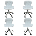 Ver imagem 1 de Kit 4 Cadeira Escritório Giratória Stilo Slim Confort com Rodado Cromado - Branca 4 Un