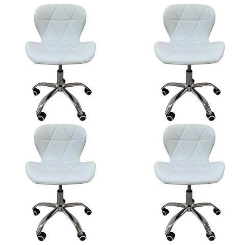 Kit 4 Cadeira Escritório Giratória Stilo Slim Confort com Rodado Cromado - Branca 4 Un