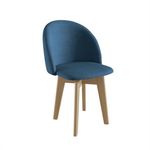 Cadeira para Sala de Jantar Escritório Giratória Estofada Madeira Maciça Ergonômica Ediane Azul/Mel