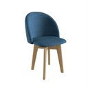 Ver imagem 1 de Cadeira para Sala de Jantar Escritório Giratória Estofada Madeira Maciça Ergonômica Ediane Azul/Mel