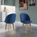 Ver imagem 3 de Cadeira para Sala de Jantar Escritório Giratória Estofada Madeira Maciça Ergonômica Ediane Azul/Mel