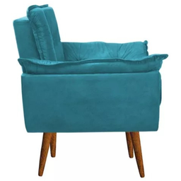 Kit 2 Poltronas Decorativa Opalla Sala de Estar Consultório Clinica Suede Azul Tifany - Decor Elity - 3