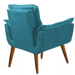 Kit 2 Poltronas Decorativa Opalla Sala de Estar Consultório Clinica Suede Azul Tifany - Decor Elity - 4