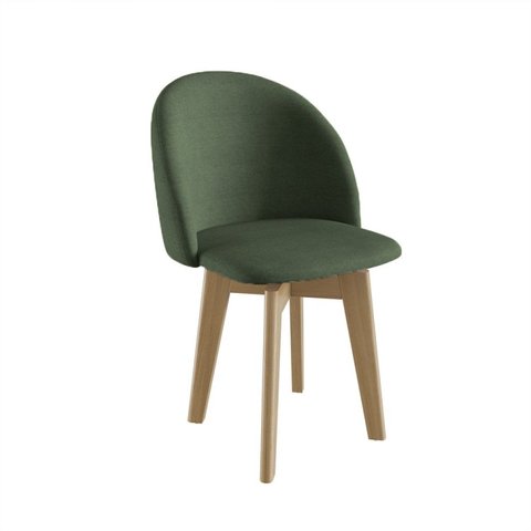 Cadeira para Sala de Jantar Escritório Giratória Estofada Madeira Maciça Ergonômica Ediane Verde/Mel