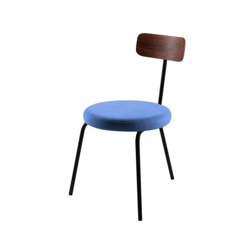 Cadeira para Sala de Jantar Escritório Decorativa Estofada Base em Aço Ego Azul/Preto