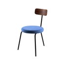 Ver imagem 1 de Cadeira para Sala de Jantar Escritório Decorativa Estofada Base em Aço Ego Azul/Preto