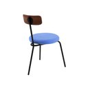 Ver imagem 2 de Cadeira para Sala de Jantar Escritório Decorativa Estofada Base em Aço Ego Azul/Preto