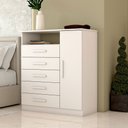 Ver imagem 3 de Cômoda Veneto 1 Porta 5 Gavetas 100% Mdf Branco - Panorama Móveis