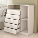 Ver imagem 5 de Cômoda Veneto 1 Porta 5 Gavetas 100% Mdf Branco - Panorama Móveis