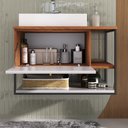 Ver imagem 5 de Conjunto de Banheiro Completo MDF com Cuba e Espelheira Lancy 80cm Marrom/Cinamomo/Br