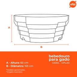 Bebedouro para Gado 1.000l Azul Gplas - 3