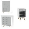 Quarto Infantil com Cômoda, Guarda Roupa e Mesa de Cabeceira Retrô Luna - 2