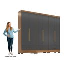 Ver imagem 4 de Quarto Modulado 100% MDF 3 Peças 6 Portas 3 Gavetas Smart Plus Bege/Cinamomo/Chumbo