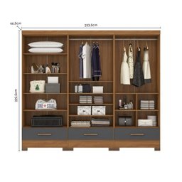 Quarto Modulado 3 Peças 6 Portas 3 Gavetas Smart Plus - 6