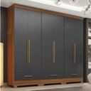 Ver imagem 1 de Quarto Modulado 100% MDF 3 Peças 6 Portas 3 Gavetas Smart Plus Bege/Cinamomo/Chumbo