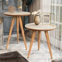 Ver imagem 2 de Conjunto 2 Mesa Apoio e Lateral Redonda Pés Palito Classic Decorativo - Off White Com Freijo
