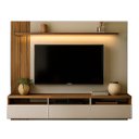 Ver imagem 2 de Painel para TV até 65 Polegadas com LED 3 Gavetas Nichos Ripado BP 165x220cm YesCasa