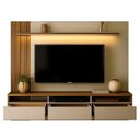 Ver imagem 4 de Painel para TV até 65 Polegadas com LED 3 Gavetas Nichos Ripado BP 165x220cm YesCasa