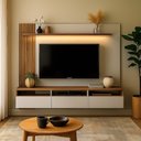 Ver imagem 1 de Painel Ripado para TV até 65 Polegadas com LED 220cmx165cm 3 Gavetas Nichos Bp Yescasa Solanum/Branco