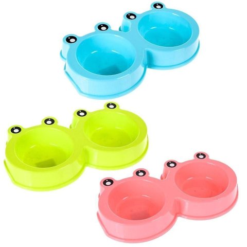 Comedouro Duplo Funny Cães e Gatos Meu Pet Rosa