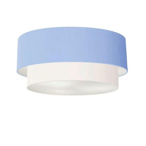 Plafon Duplo Cilíndrico Vivare Md-3021 Cúpula Tecido 80x60cm - Bivolt Azul-bebê-branco 127/220v