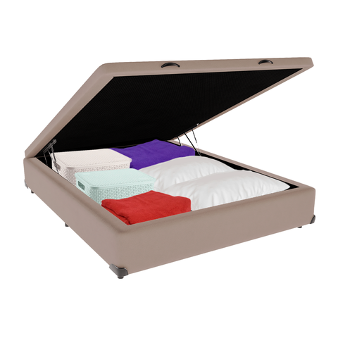 Cama Box Baú Viúvo Suede Bege
